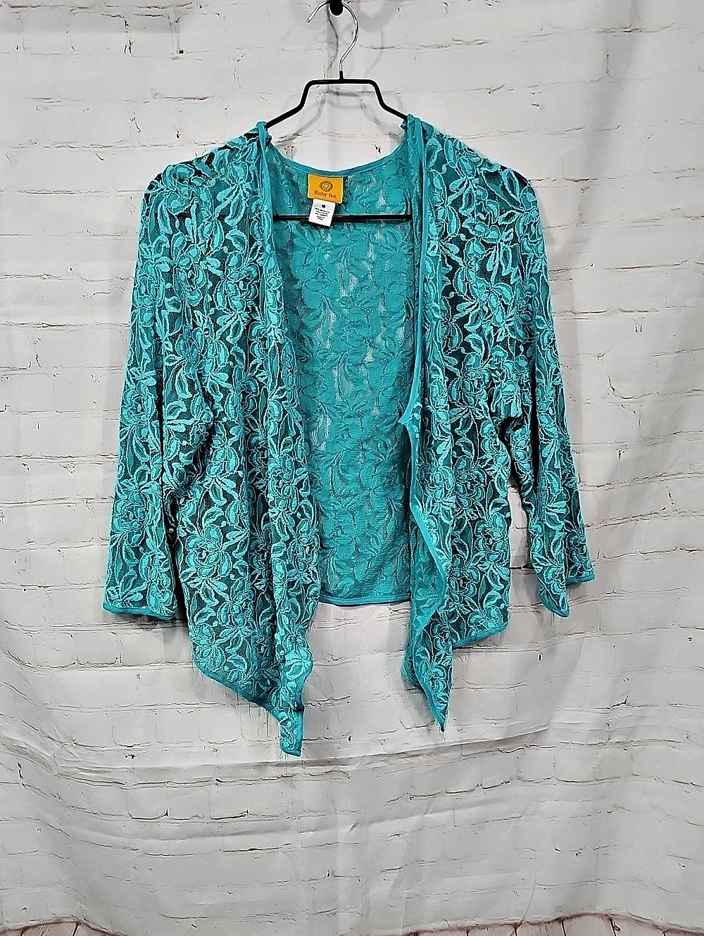 Ruby Rd. Floral Lace Cardigan Top in Blue Size 16 Like New